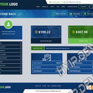 goldcoders hyip template no. 083, account page screenshot