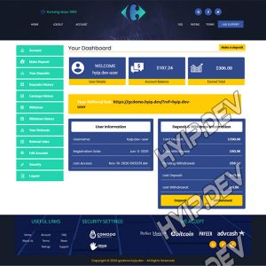 goldcoders hyip template no. 087, account page screenshot