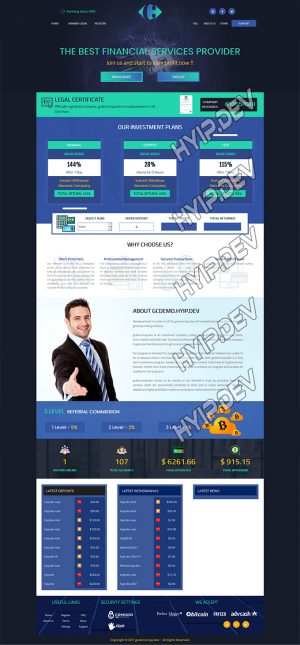 goldcoders hyip template no. 087, home page screenshot