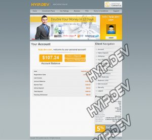 goldcoders hyip template no. 089, account page screenshot