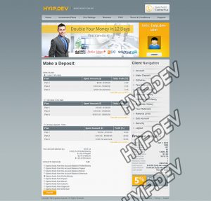 goldcoders hyip template no. 089, deposit page screenshot