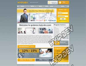 goldcoders hyip template no. 089, home page screenshot