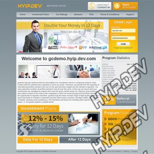 goldcoders hyip template no. 089, home page screenshot