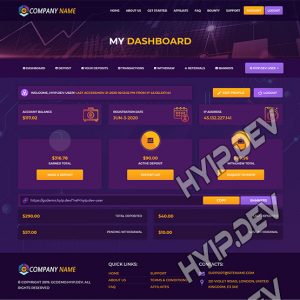 goldcoders hyip template no. 090, account page screenshot