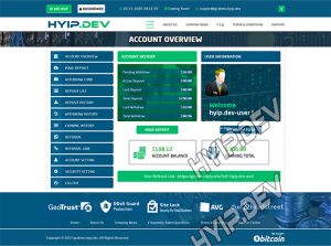 goldcoders hyip template no. 093, account page screenshot