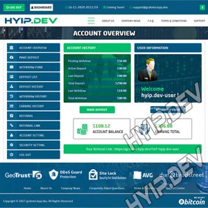 goldcoders hyip template no. 093, account page screenshot