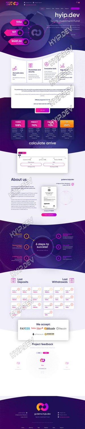 goldcoders hyip template no. 094, home page screenshot