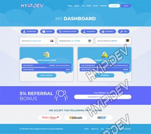 goldcoders hyip template no. 095, account page screenshot