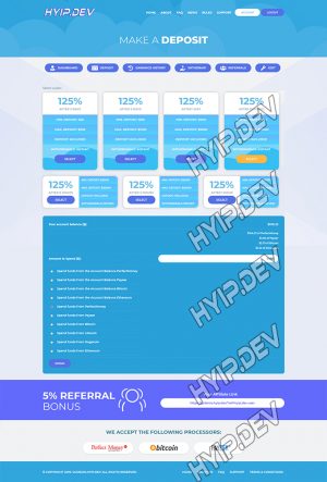 goldcoders hyip template no. 095, deposit page screenshot