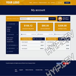 goldcoders hyip template no. 097, account page screenshot