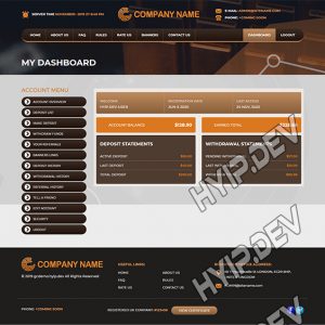 goldcoders hyip template no. 098, account page screenshot