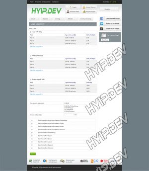 goldcoders hyip template no. 099, deposit page screenshot