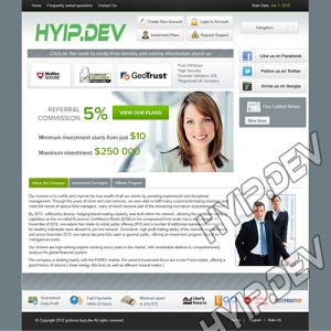 goldcoders hyip template no. 099, home page screenshot