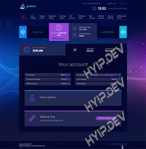 goldcoders hyip template no. 101, account page screenshot