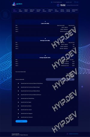 goldcoders hyip template no. 101, deposit page screenshot