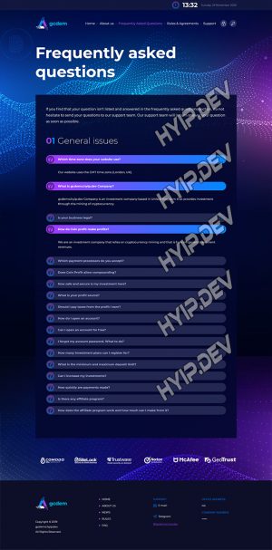 goldcoders hyip template no. 101, default page screenshot
