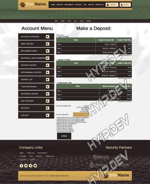 goldcoders hyip template no. 106, deposit page screenshot