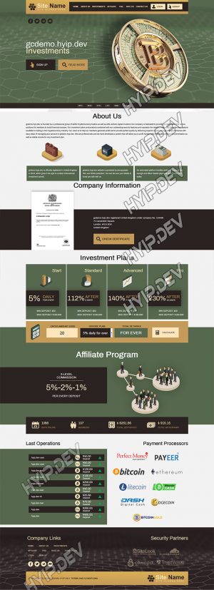 goldcoders hyip template no. 106, home page screenshot