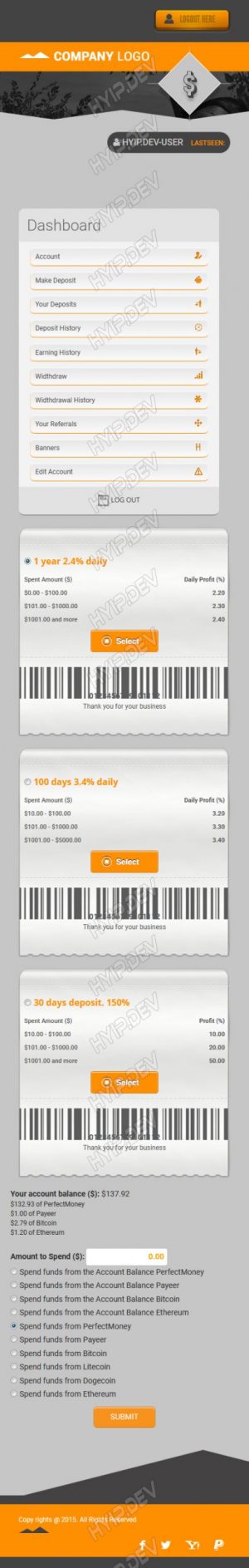 goldcoders hyip template no. 108, mobile page screenshot