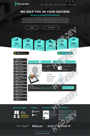 goldcoders hyip template no. 109, account page screenshot