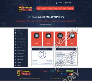 goldcoders hyip template no. 112, account page screenshot