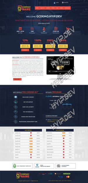 goldcoders hyip template no. 112, home page screenshot