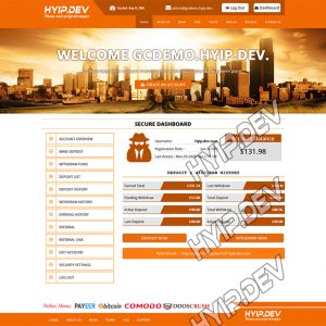 goldcoders hyip template no. 113, account page screenshot
