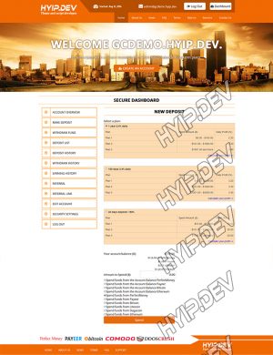 goldcoders hyip template no. 113, deposit page screenshot