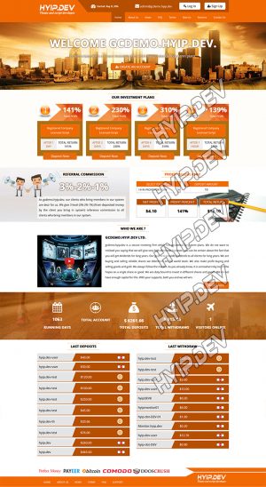 goldcoders hyip template no. 113, home page screenshot