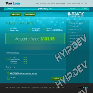 goldcoders hyip template no. 117, account page screenshot