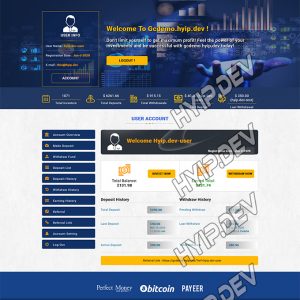 goldcoders hyip template no. 121, account page screenshot