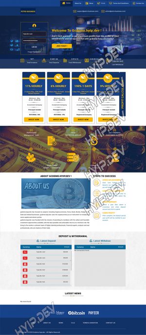 goldcoders hyip template no. 121, home page screenshot
