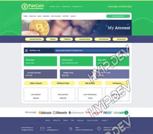 goldcoders hyip template no. 122, account page screenshot