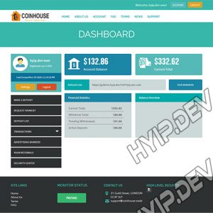 goldcoders hyip template no. 123, account page screenshot
