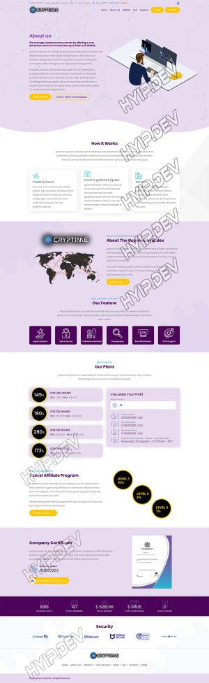goldcoders hyip template no. 124, home page screenshot