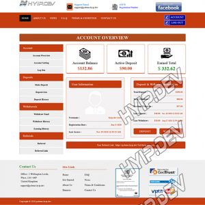 goldcoders hyip template no. 125, account page screenshot