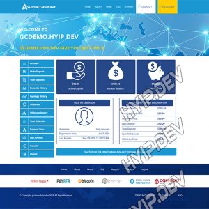 goldcoders hyip template no. 127, account page screenshot
