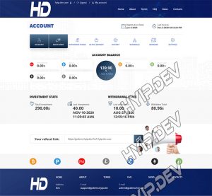 goldcoders hyip template no. 128, account page screenshot