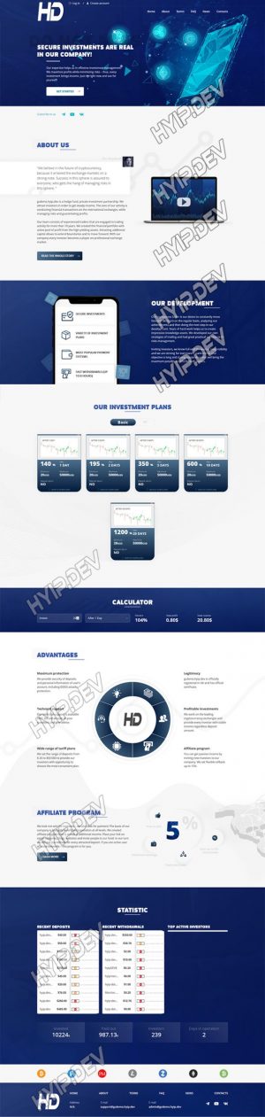 goldcoders hyip template no. 128, home page screenshot