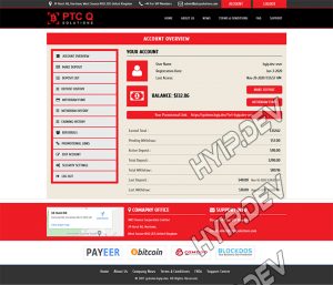 goldcoders hyip template no. 129, account page screenshot