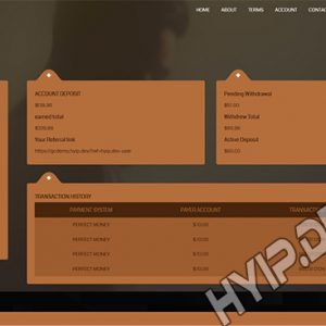 goldcoders hyip template no. 132, account page screenshot