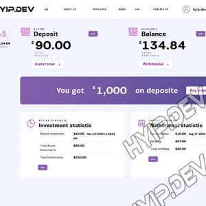 goldcoders hyip template no. 133, account page screenshot