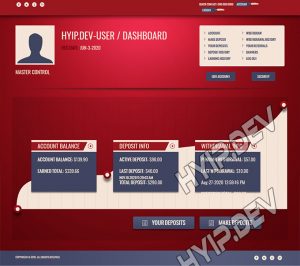 goldcoders hyip template no. 134, account page screenshot
