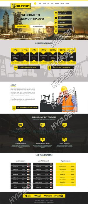 goldcoders hyip template no. 135, home page screenshot