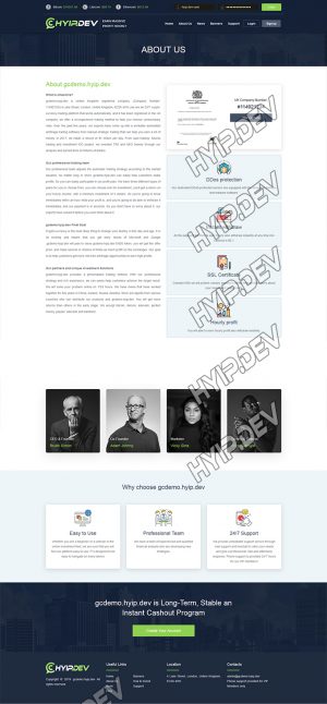 goldcoders hyip template no. 136, about page screenshot