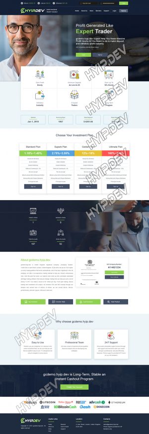 goldcoders hyip template no. 136, home page screenshot