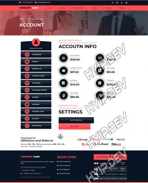 goldcoders hyip template no. 138, account page screenshot