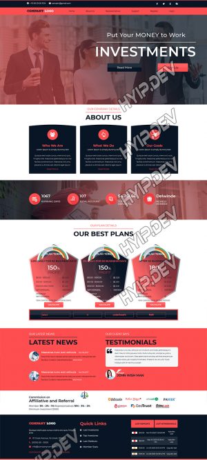 goldcoders hyip template no. 138, home page screenshot