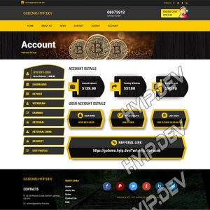 goldcoders hyip template no. 142, account page screenshot