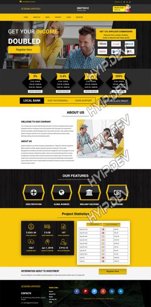 goldcoders hyip template no. 142, home page screenshot